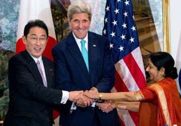 us india and japan hold first ever trilateral meeting