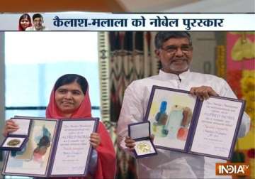 india s kailash satyarthi and pakistan s malala yousafzai receive nobel peace prize