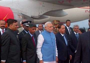 pm modi arrives in mauritius