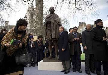 infosys biggest contributor for gandhi statue unveiled at britain s parliament square