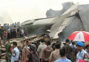 indonesia military transport plane crashes in medan 37 dead