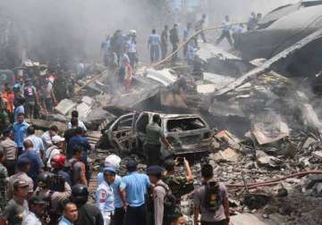 indonesia military transport plane crashes in medan 30 dead