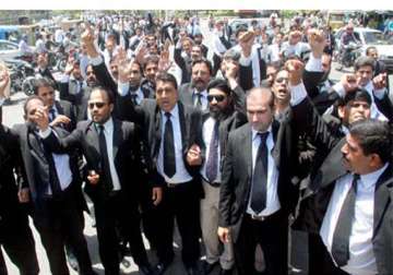 lawyers on a day s strike in pakistan