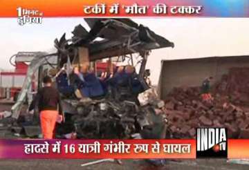passenger bus collides with truck killing 25 people