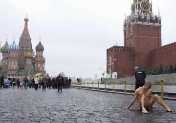 russian man nails testicles to red square in protest