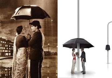 russian inventor designs water activated umbrellas on street lamps
