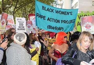 slutwalk women in underwear stage protest against rape in london