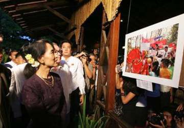 suu kyi photo exhibit opens in hometown yangon