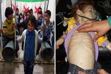 syria unrest children are forced to play with rockets and eat leaves