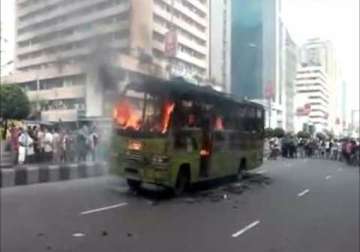 agartala dhaka bus set ablaze in bangladesh passengers safe
