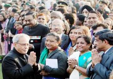 at his republic day reception president pranab gives tradition a break