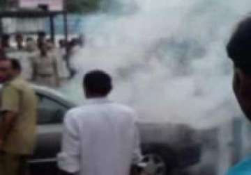 cng car catches fire in noida