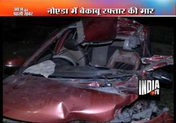 car rams into truck in noida one killed 3 injured