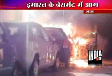 cars motorbikes gutted in delhi basement fire