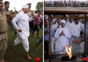 fasting hazare surprises policemen with a fast sprint