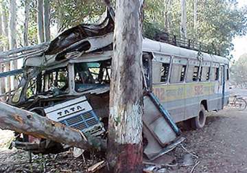 five dead 38 injured as bus dashes against tree catches fire in odisha