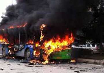 five killed as bus catches fire
