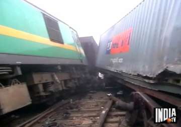 four wagons derail in fog near delhi after goods trains collide