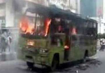 govt bus torched in meghalaya