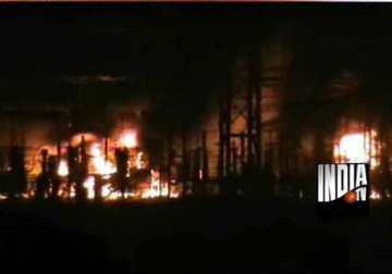 huge blaze at sirhoi grid sub station guts 3 transformers in rajasthan