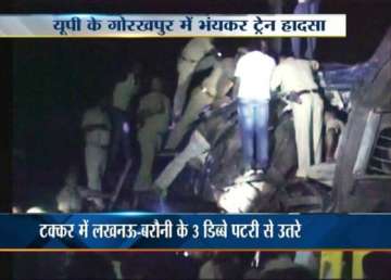 12 dead 45 injured in train collision near gorakhpur