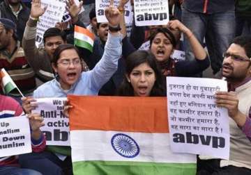 abvp holds march to denounce anti nationals
