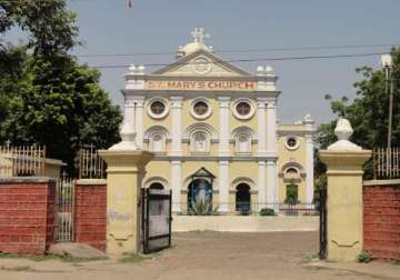 church vandalised in agra statues damaged