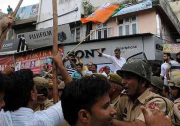 aiims row bjp acc activists clash as jammu observes complete bandh