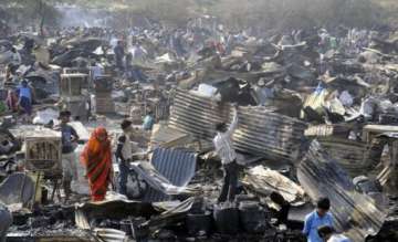 over 50 houses gutted in delhi slum fire