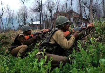 militant holed up in house encounter on with security forces