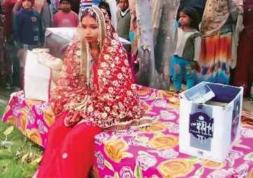 bride sits on dharna as husband in laws deny entry into the house