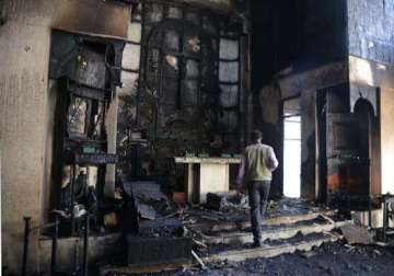 fire guts delhi church foul play suspected