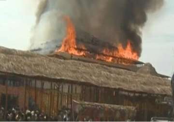 fire breaks out during telengana cm s event