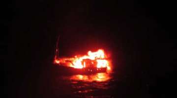 pakistani fishing boat intercepted by coast guards blown up by crew