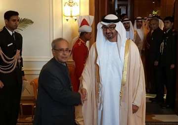 abu dhabi crown prince calls on president pranab mukherjee
