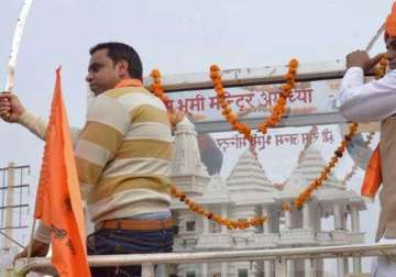 vhp s first lot of stones for ram temple arrive police on alert