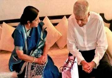 ahead of pm modi s visit sushma swaraj takes up issue of indian fishermen with sri lankan pm