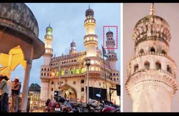 parts of charminar fall after downpour