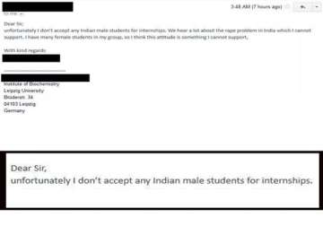 student denied internship with german university due to india s rape culture