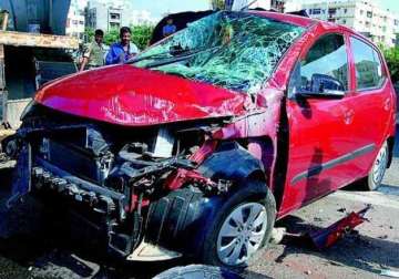 one dead three injured as truck rams car in delhi