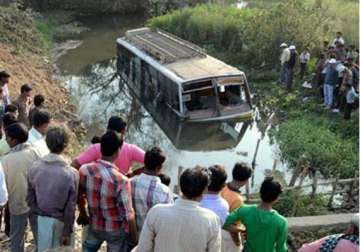 six dead 18 injured as bus falls into drain in punjab