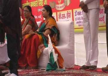 watch pics of how the national flag was shown disrespect at up minister s function in badaun