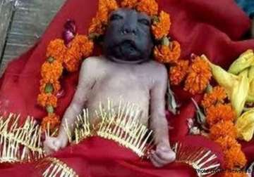 deceased baby with a birth defect hailed as maa kali in up village