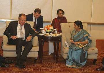 sushma swaraj hold talks with russian counterpart lavrov