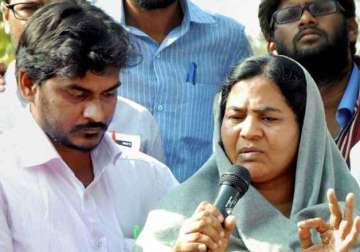 rohith vemula s mother admitted in icu due to chest pain