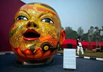 artworks on modi mahatma gandhi s philosophy at india artfair