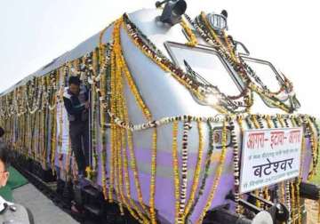 train to vajpayee s village flagged off 16 years after he laid foundation