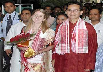 ls polls 2014 britain born wife learning assamese to campaign for his husband