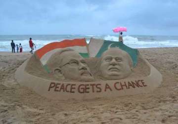 narendra modi nawaz sharif s sand sculpture at puri beach