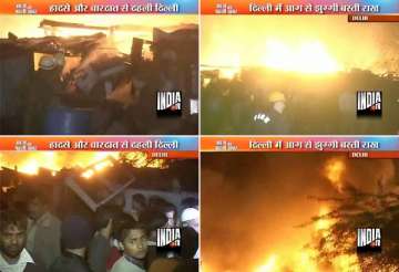 nearly 500 slum dwellings gutted in delhi fire